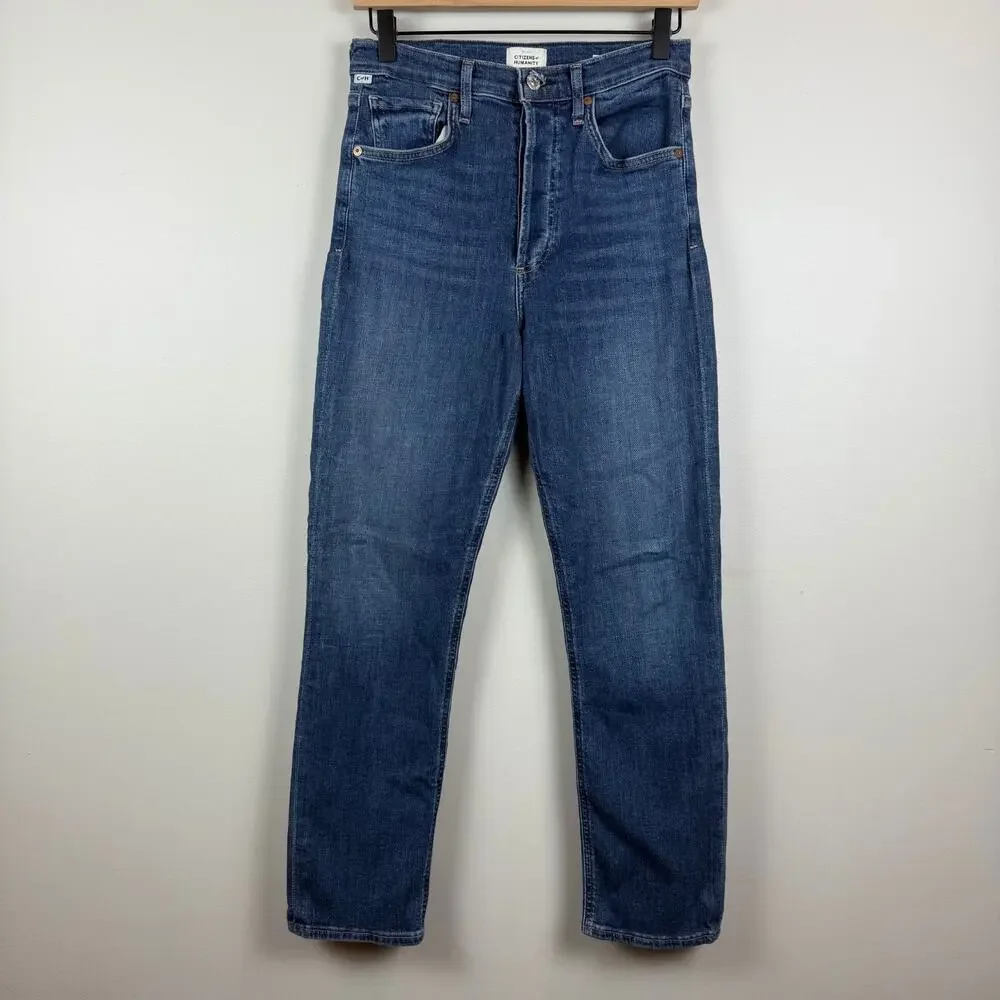 Citizens of Humanity Jolene Jeans Women 27 Blue Denim Button Fly Ankle Straight‎